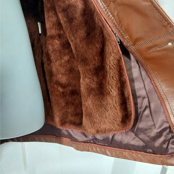 VINTAGE LONDON FOG! RICH PECAN BROWN GENUINE LEATHER ZIP OUT LINER COAT! SZ 42R - Picture 6 of 12